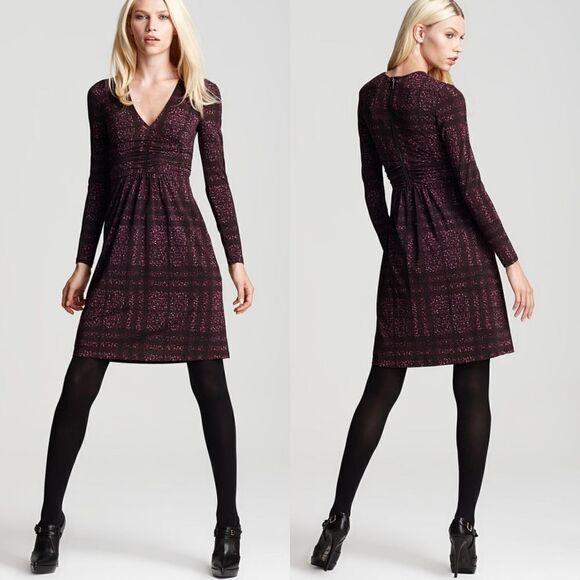 Burberry London Long Sleeve Plaid Jersey Dress in Purple - Picture 1 of 12